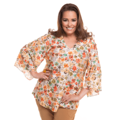 Blusa Estampada Com Mangas Largas