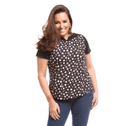 Blusa Estampada com Frente Contrastante