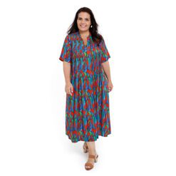 Vestido Longo com Pregas Estampado