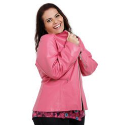 Jaqueta de Couro Rosa