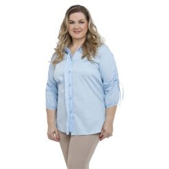 Camisa de Tricoline Azul Claro