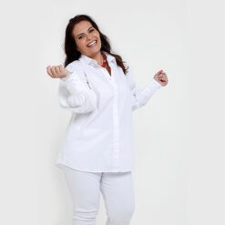 Camisa Tricoline Manga Franzida