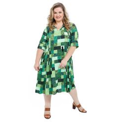 Vestido de Viscose com Saia de Pregas