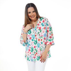 Túnica 2 Botões em Seda Pura Estampada