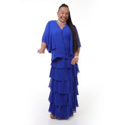 Vestido Longo com Babados em Camadas