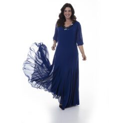 Vestido Pilares com Bordado à Mão – Azul Marinho
