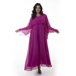 Vestido Pink Longo com Sobreposição Texturizada