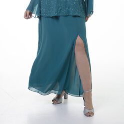 Saia de Festa Longa Verde com Fenda Elegante