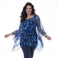 Kaftan de Seda Pura Azul Estampado