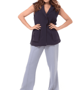 Colete Alfaiataria Azul Marinho Com Bolsos Frontais