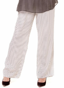 Calça em Crepe Poa Branco com  Preto